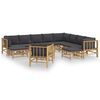 vidaXL 12 Piece Garden Lounge Set with Dark Grey Cushions Bamboo