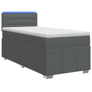 vidaXL Box Spring Bed with Mattress and LED Dark Grey 107 x 203 cm