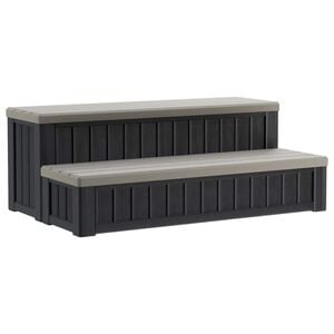 vidaXL Hot Tub Step with Storage 2-Step Brown and Grey 93 x 57 x 35 cm