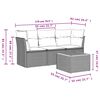 vidaXL 4 Piece Garden Sofa Set with Cushions Grey Poly Rattan