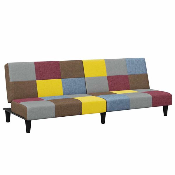 vidaXL 2-Seater Sofa Bed with Footstool Patchwork Fabric