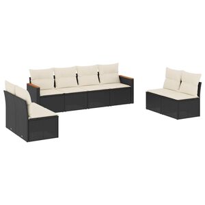 vidaXL 8 Piece Garden Sofa Set with Cushions Black Poly Rattan