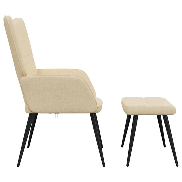 vidaXL Relaxing Chair with a Stool Cream Fabric
