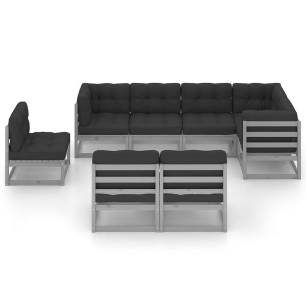 vidaXL 8 Piece Garden Lounge Set with Cushions Solid Pinewood