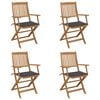 vidaXL Folding Chairs 4 pcs with Cushions Solid Acacia Wood