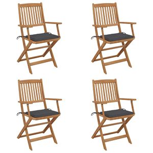 vidaXL Folding Chairs 4 pcs with Cushions Solid Acacia Wood