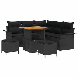 vidaXL Garden Sofa Set with Cushion with Storage 8 pcs Black