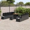 vidaXL Garden Sofa Set with Cushion 11 pcs Black Poly Rattan