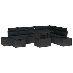 vidaXL Garden Sofa Set 11 pcs Black Poly rattan
