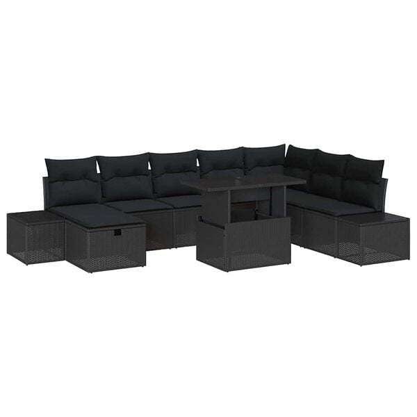 vidaXL Garden Sofa Set 11 pcs Black Poly rattan