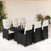 vidaXL 7 Piece Garden Bistro Set with Cushions Black Poly Rattan