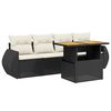 vidaXL 5 Piece Garden Sofa Set with Cushions Black Poly Rattan