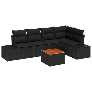 vidaXL Garden Sofa Set with Storage 6 pcs Black Poly Rattan
