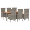 vidaXL 7 Piece Garden Dining Set with Cushions Grey Poly Rattan