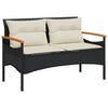 vidaXL Garden Bench with Cushions 116x62,5x74 cm Black Poly Rattan