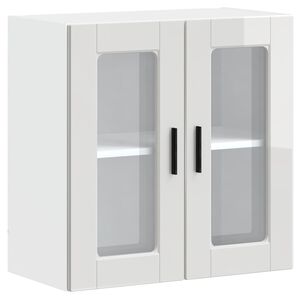 vidaXL Kitchen Wall Cabinet with Glass Door Porto High Gloss White