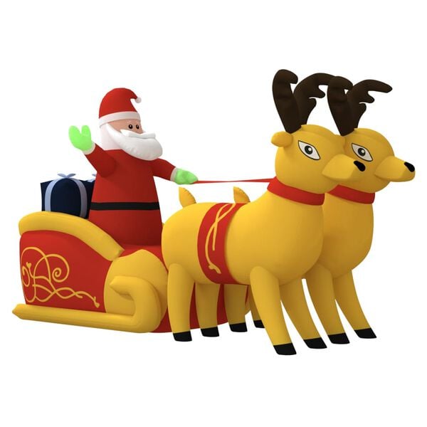 vidaXL Christmas Inflatable Santa and Reindeer Decoration LED 130 cm