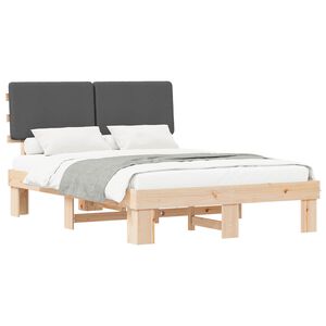 vidaXL Bed Frame with Upholstered Headboard Dark Grey 150 x 200 cm