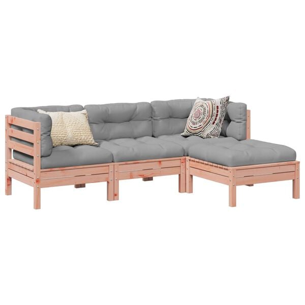vidaXL 4 Piece Garden Sofa Set with Cushions Solid Wood Douglas Fir