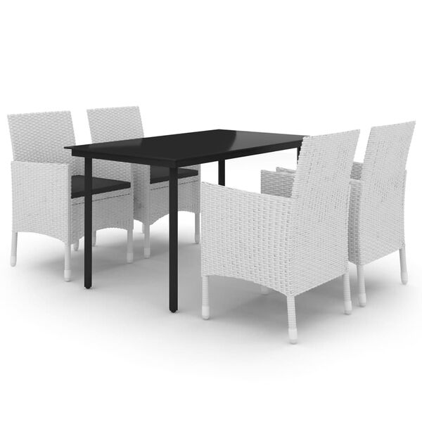 vidaXL 5 Piece Garden Dining Set Poly Rattan and Glass