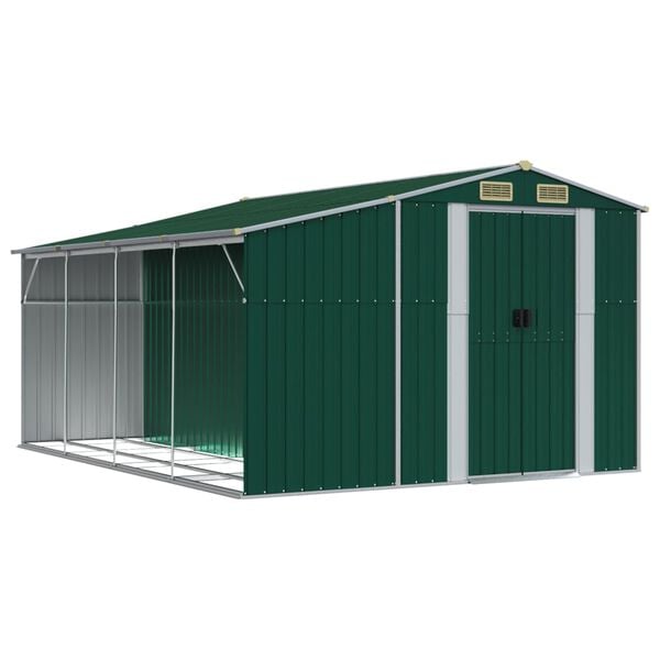 vidaXL Garden Shed Green 277x365.5x179 cm Galvanised Steel