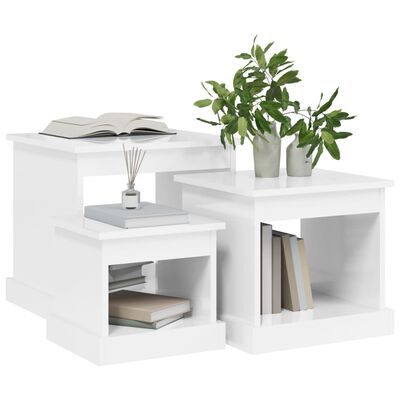 vidaXL Coffee Tables 3 pcs High Gloss White Engineered Wood