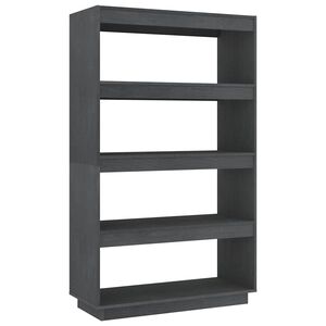 vidaXL Book Cabinet/Room Divider Grey 80x35x135 cm Solid Wood Pine