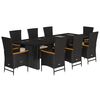 vidaXL 9 Piece Garden Dining Set with Cushions Black Poly Rattan