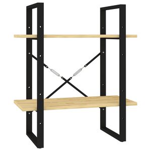 vidaXL Book Cabinet | Untreated wood, black metal | Solid pine wood, metal
