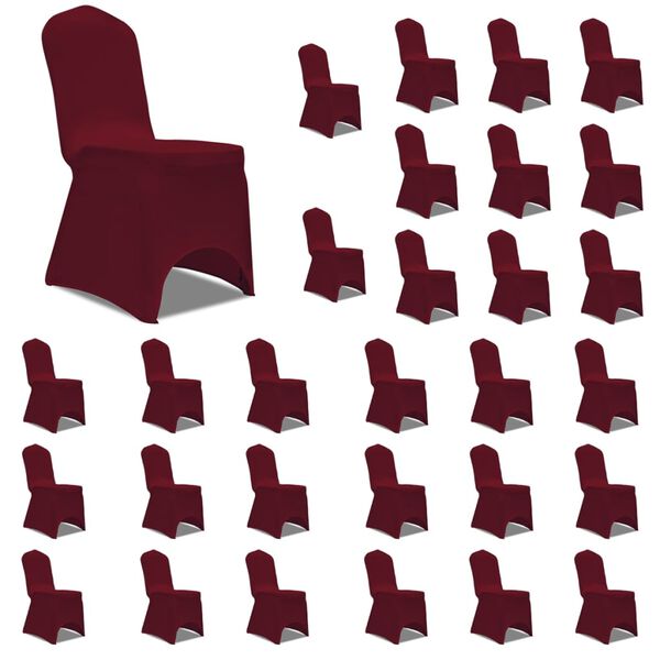 vidaXL Chair Cover Stretch Burgundy 30 pcs