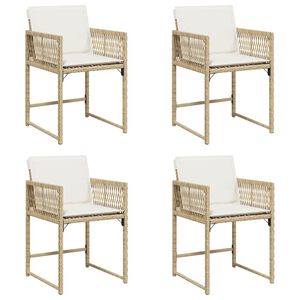 vidaXL Garden Chairs with Cushions 4 pcs Beige Poly Rattan