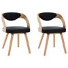 vidaXL Dining Chairs 2 pcs Black Bent Wood and Faux Leather