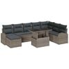 vidaXL Garden Sofa Set with Storage 9 pcs Grey Poly rattan