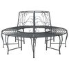vidaXL Tree Bench 8-Seater &Oslash; 160 x 89 cm Steel Silver Grey Round