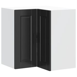 vidaXL Kitchen Wall Corner Cabinet "Porto" Black Engineered Wood