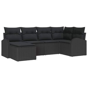 vidaXL Sofa Set with Cushion with Storage 6 pcs Black Poly Rattan