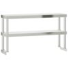 vidaXL Work Table Overshelf 2-Tier 110x30x65 cm Stainless Steel
