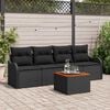 vidaXL Garden Sofa Set with Storage 5 pcs Black Poly Rattan