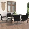 vidaXL 7 Piece Garden Dining Set Poly Rattan Black