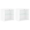 vidaXL Bedside Cabinets with LED Lights Wall-mounted 2 pcs White