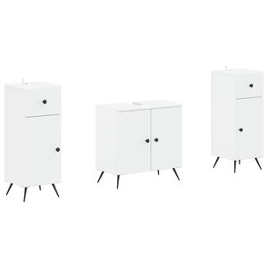 vidaXL 2 Piece Bathroom Cabinet Set BREDA White Engineered Wood