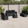 vidaXL 8 Piece Garden Sofa Set with Cushions Black Poly Rattan