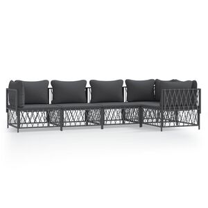 vidaXL 5 Piece Garden Lounge Set with Cushions Anthracite Steel