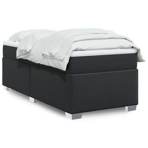vidaXL Box Spring Bed with Mattress Black King Single Faux Leather