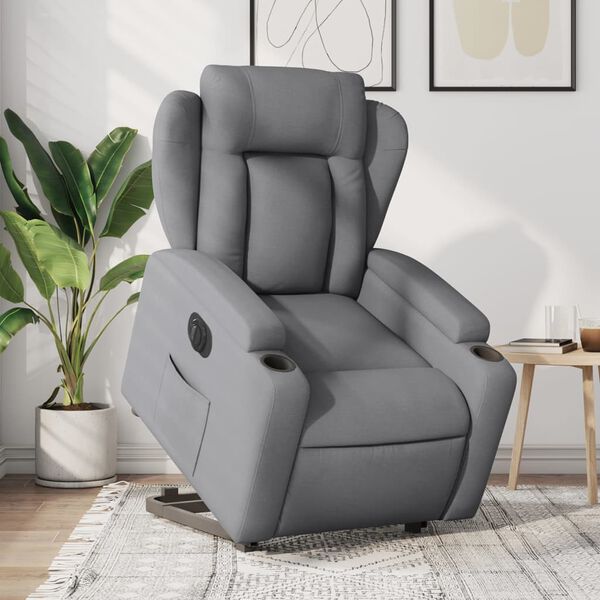 vidaXL Electric Stand up Recliner Chair Light Grey Fabric
