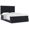 vidaXL Ottoman Bed with Mattresses Black Queen Velvet