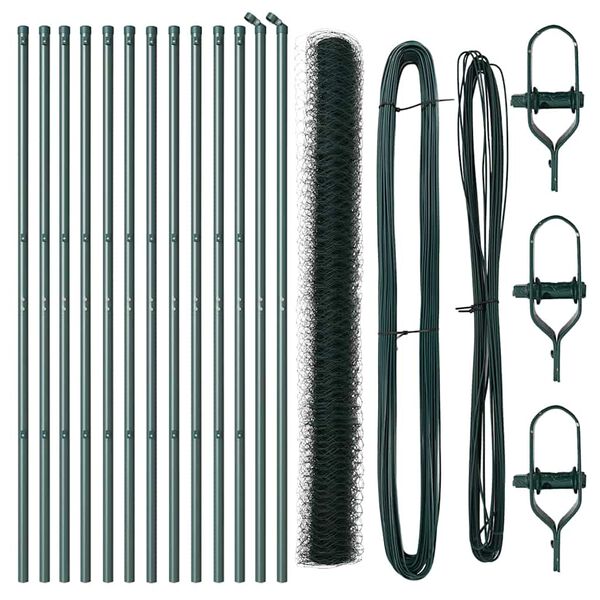 vidaXL Fence Post Green 25 x 1.5 m (50 mm mesh) Steel