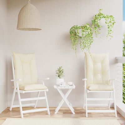 vidaXL Garden Highback Chair Cushions 2 pcs Cream 120x50x7 cm Fabric
