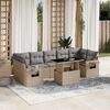 vidaXL 8 Piece Garden Sofa Set with Cushions Beige Poly Rattan