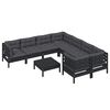 vidaXL 9 Piece Garden Lounge Set with Cushions Black Pinewood